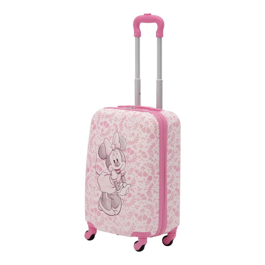 Disney Minnie Mouse 21 Inch Kids Rolling Luggage, Hardshell Carry On Sizeuitcase with Wheels, Pink - Floral