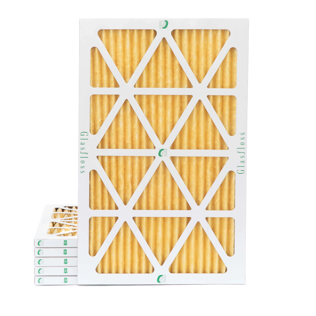 6 Pack of 10x20x1 MERV 11 Pleated Air Filters by Glasfloss. Actual Sizeize: 9-1/2 x 19-1/2 x 7/8