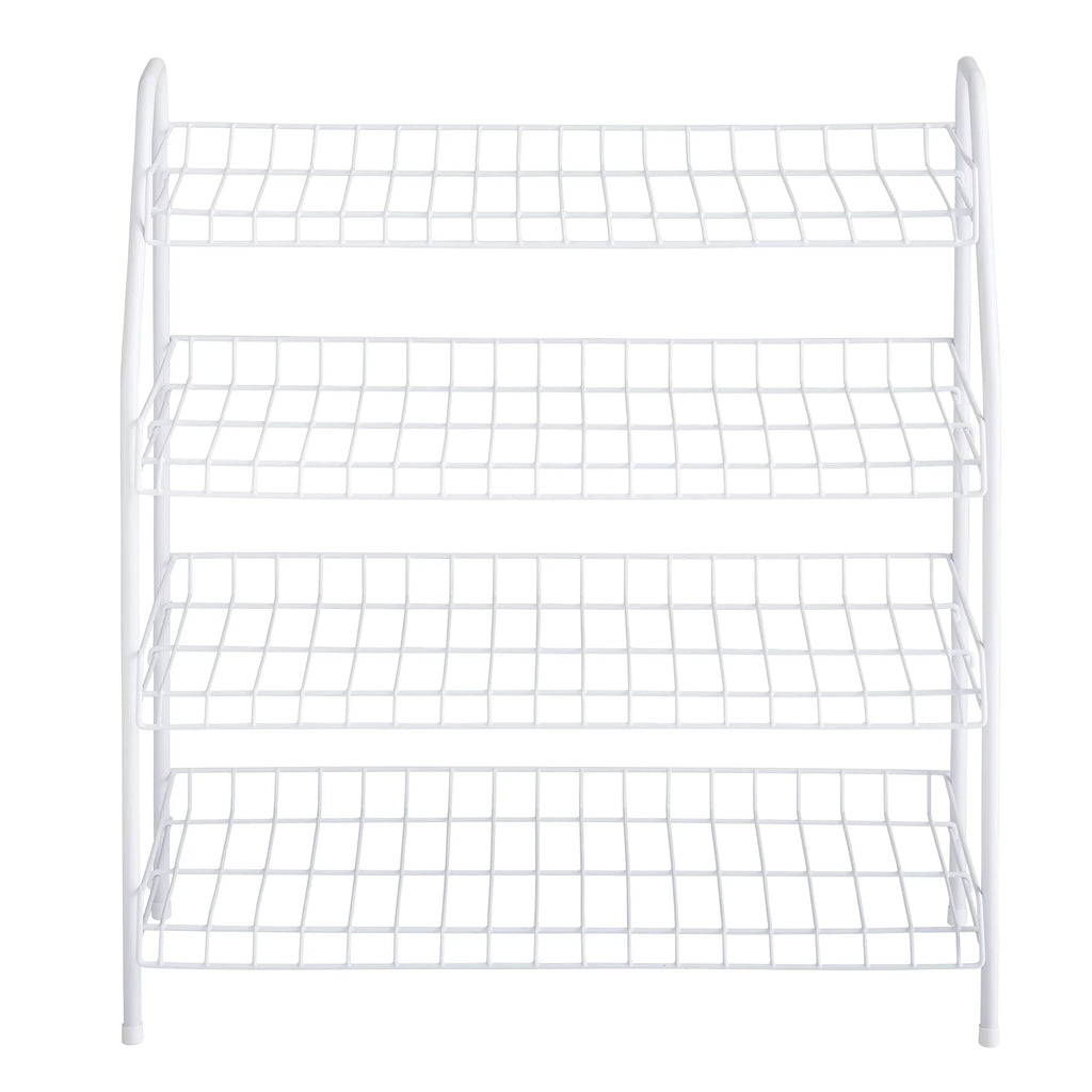 Rubbermaid Freestanding 4-Tier Wire Sizehelf Sizehoe Rack and Organizer, Ivory