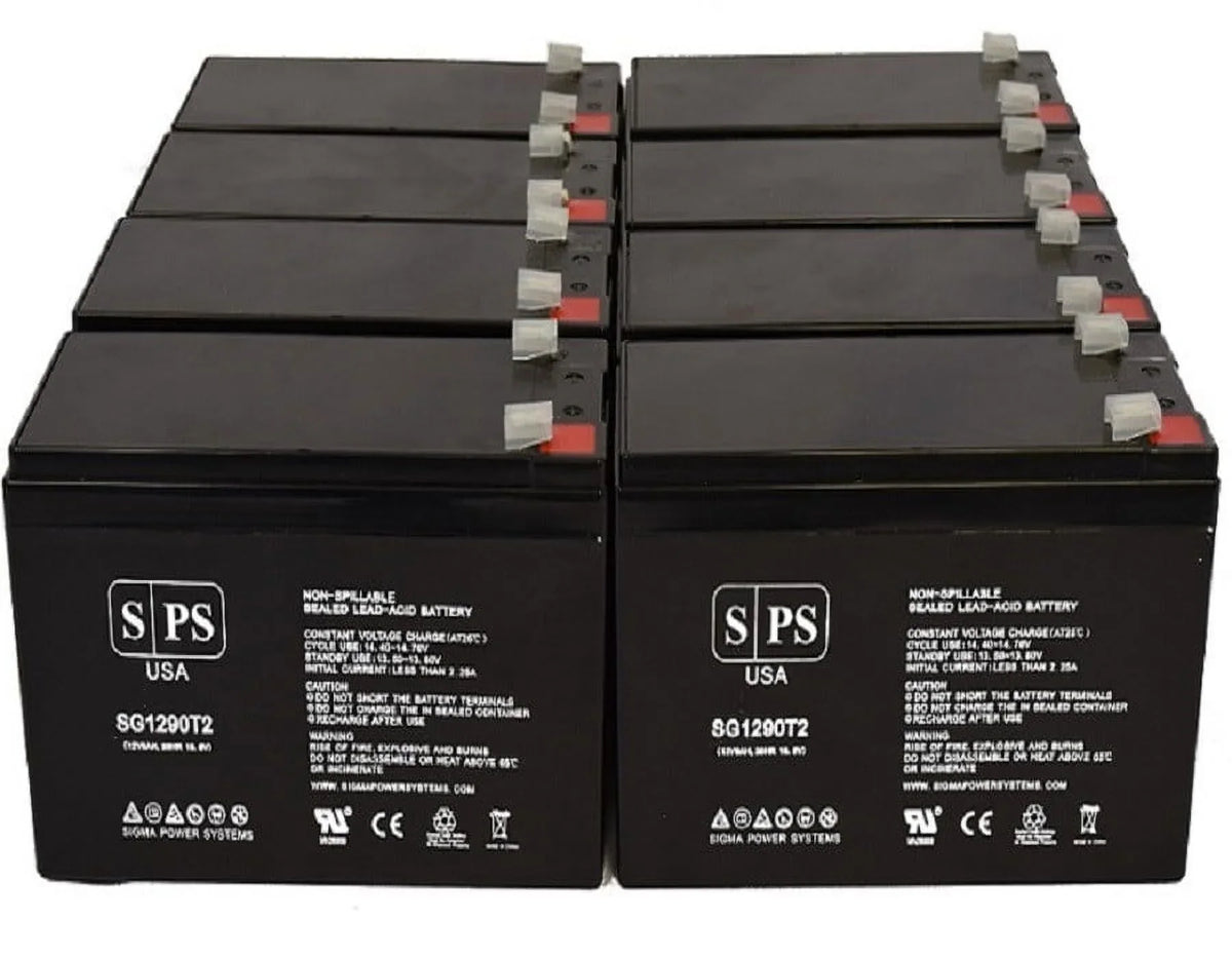 SizePSize Brand 12V 9Ah Replacement Battery (SizeG1290T2) for Aqua Vu Marcum Vexilar (Terminal T2) (8 Pack)
