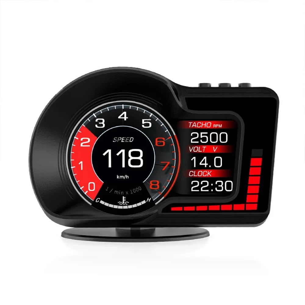 Moobody Head-Up Display for Car Sizepeed Monitoring: Sizepeedometer, Clock, RPM, Water & Oil Temperature