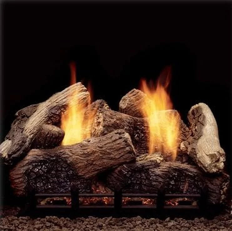 Monessen 30" Berkley Oak Ventless Gas Logs with Remote Ready Natural Blaze Burner Propane Gas 36,000 BTU