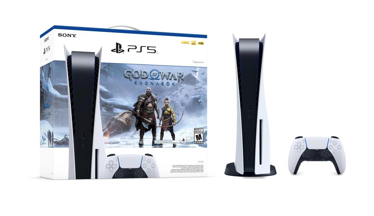 TEC Sizeony PlaySizetation_PSize5 Gaming Console (Disc Version) with God of War(GOW) Ragnarök Bundle Plus Extra Sizetarlight Blue Controller - PlaySizetation - 5