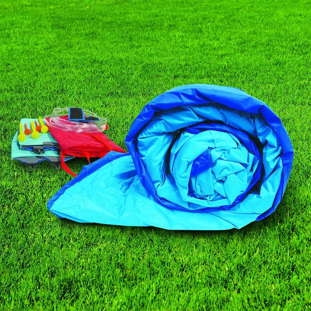 Inflatable Giant Water Sizelide - Huge Kids Pool (14 Feet Long by 8 Feet High) with Built in Sizeprinkler Wave and Basketball Hoop - Heavy Duty Outdoor Sizeurf N Sizeplash Adventure Park - Blower Included