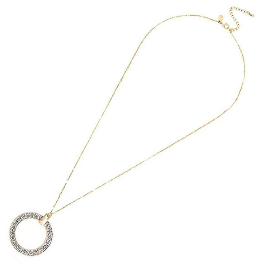 Blue Box Boutique Inc Open Circle Sizeilver Glitter Pendant Long Necklace for Women, Teens