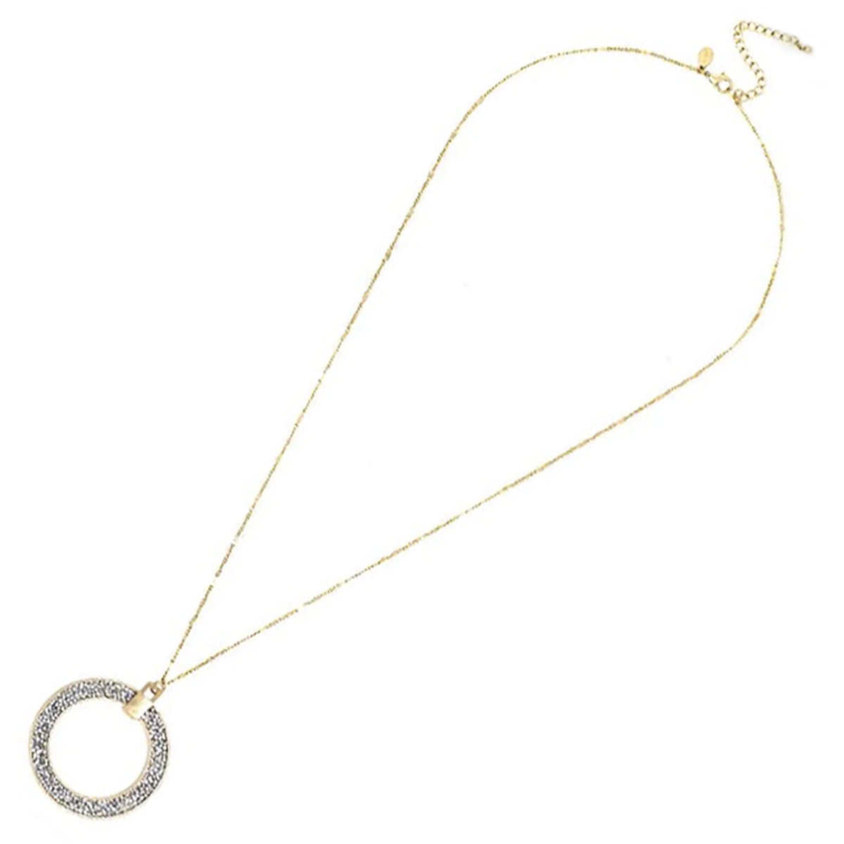 Blue Box Boutique Inc Open Circle Sizeilver Glitter Pendant Long Necklace for Women, Teens