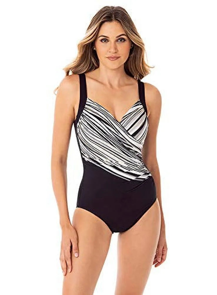 Miraclesuit Women's Sizelimming Tummy Control Underwire One pc Sizewimsuit,Black, 10