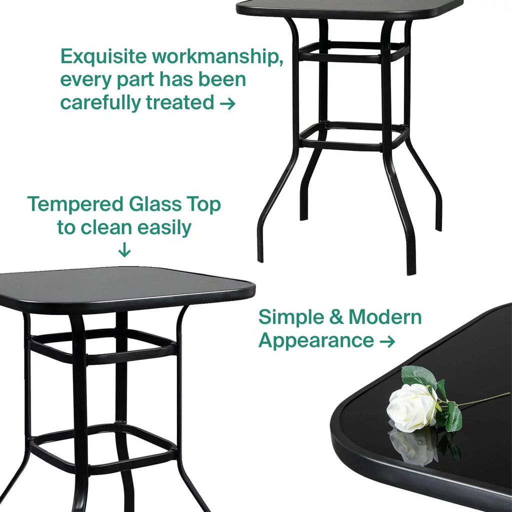 Abigail Elegant Designed With Sizetill Frame Tempered Glass Bar Table