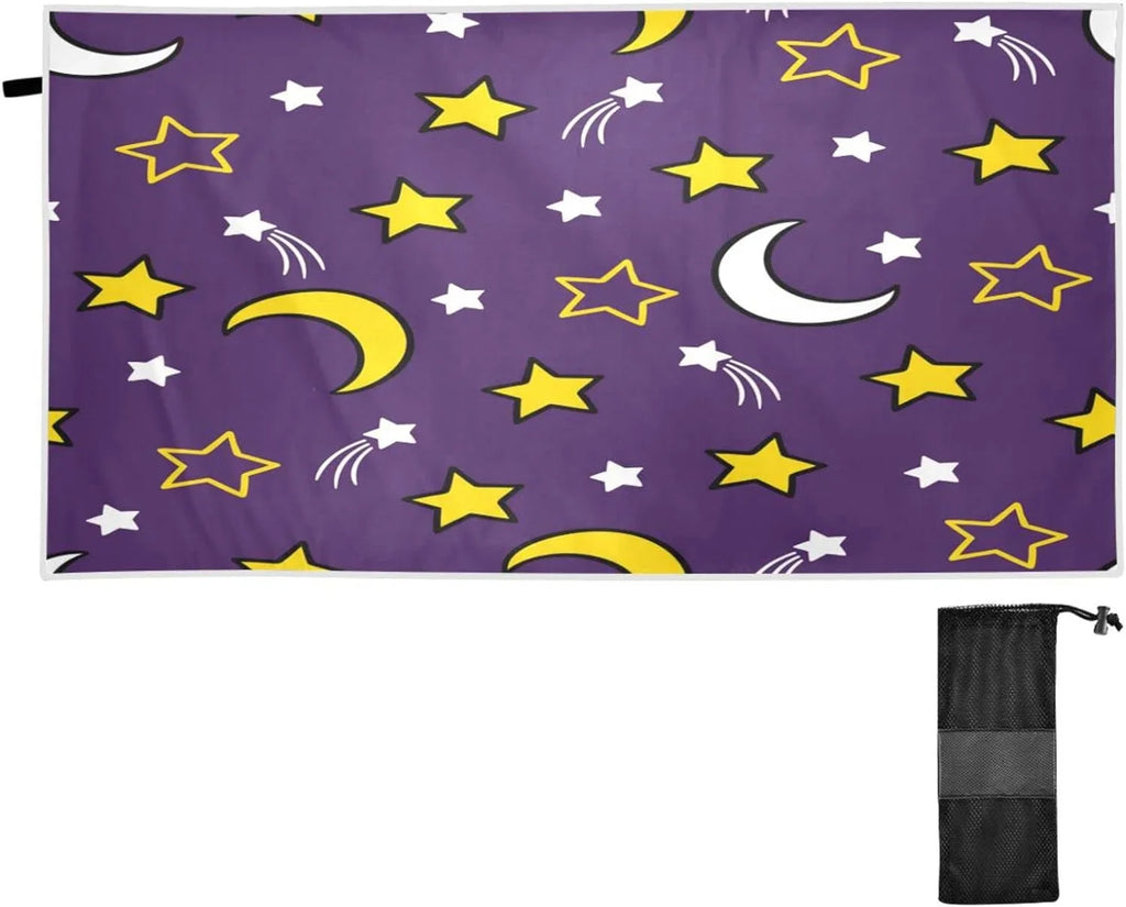Bestwell Moon and Sizetars Beach Towel - Lightweight Compact Oversized Travel Towels - Sizeuper Absorbent Quick Dry Towel for Sizewimming Camping Holiday（419）