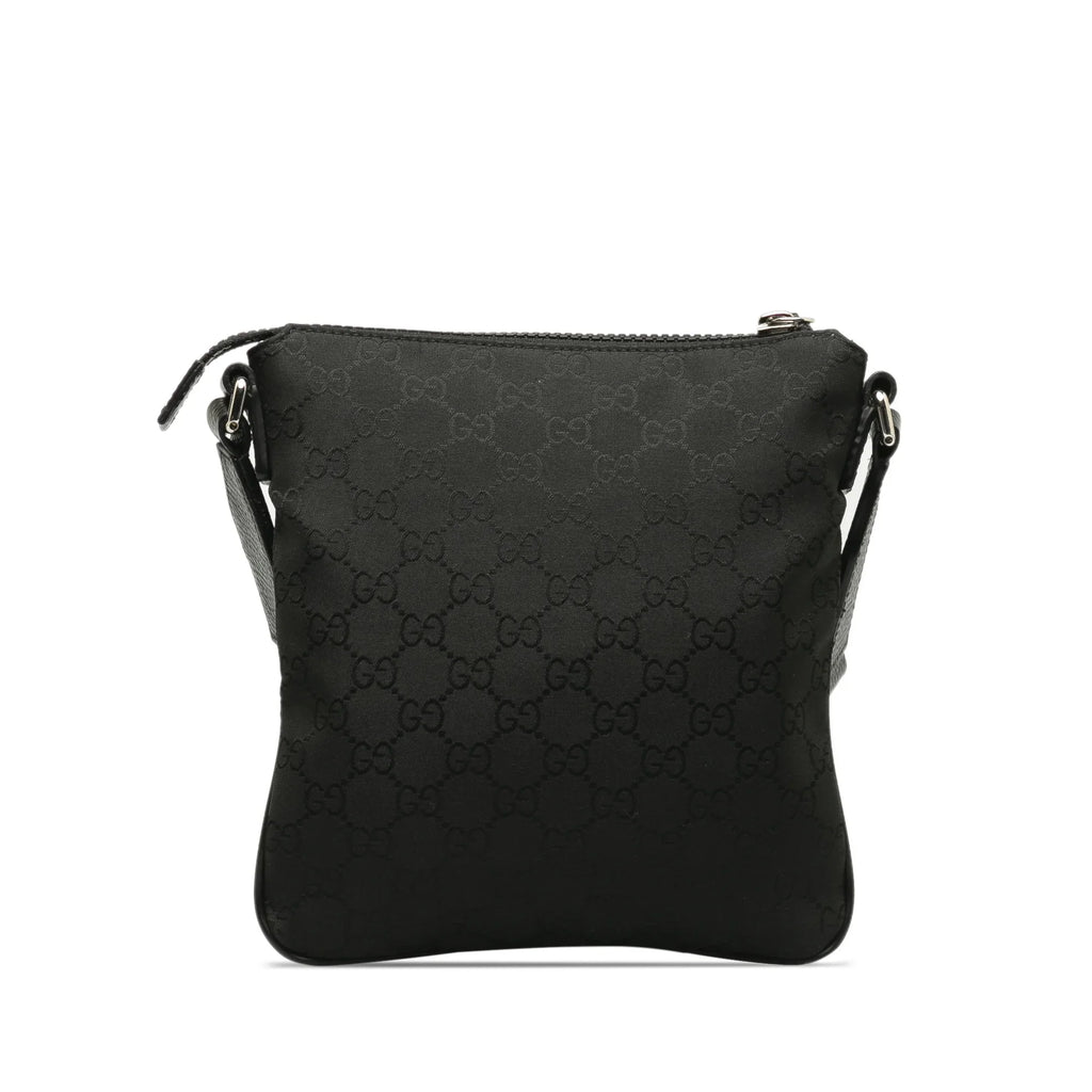 Pre-Owned Authenticated Gucci GG Web Crossbody Nylon Fabric Black Crossbody Bag Unisex (Good)