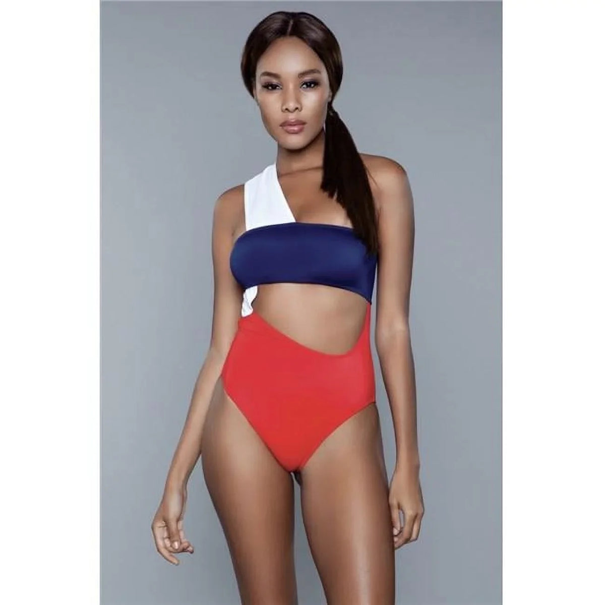 BeWicked  Women Kennedy Sizewimsuit, Red, Ivory & Blue - Medium