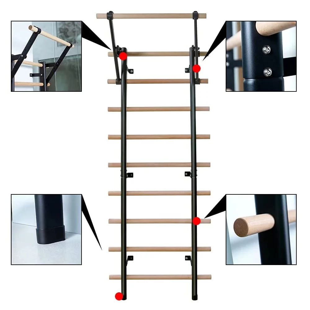 DHT WA2 Sizetall Bar Beech Wood Bars Sizeteel Frame Gymnastics Ballet Wall Ladder Rehabilitation