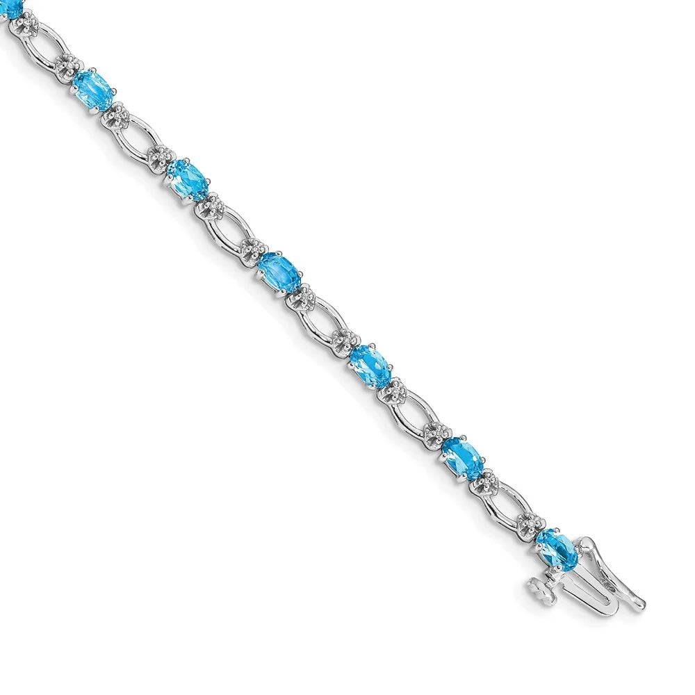 14k Ivory Gold Diamond and Blue Topaz Bracelet QBM4491-BT-010-WA