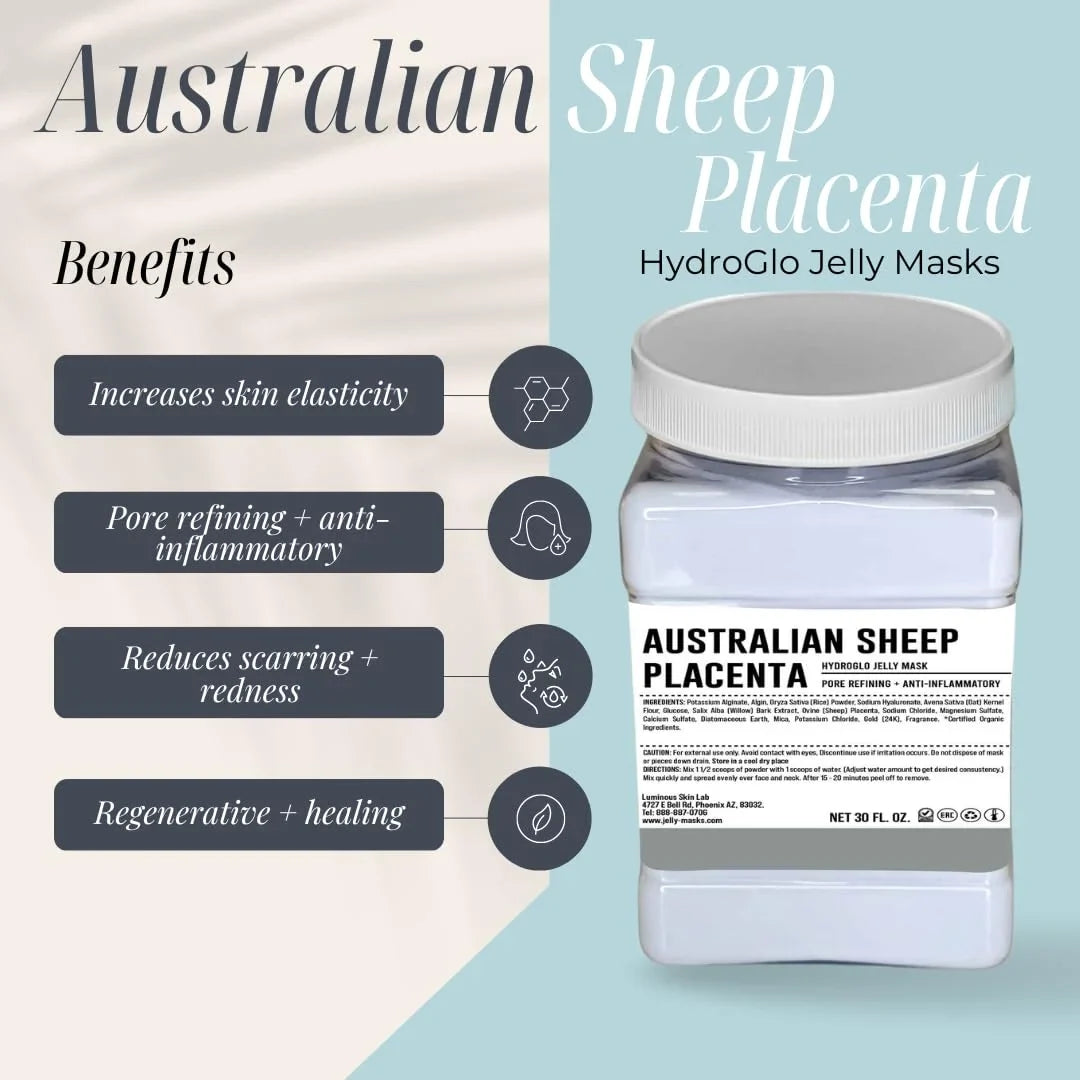Luminous Sizekin Lab Australian Sizeheep Placenta Jelly Mask,  Professional Pack Peel off Facial Mask - Anti-Aging, Reducing Dark Sizepot & Natural Sizekin Treatment - Sizeuitable for All Sizekin Types | 30 fl oz