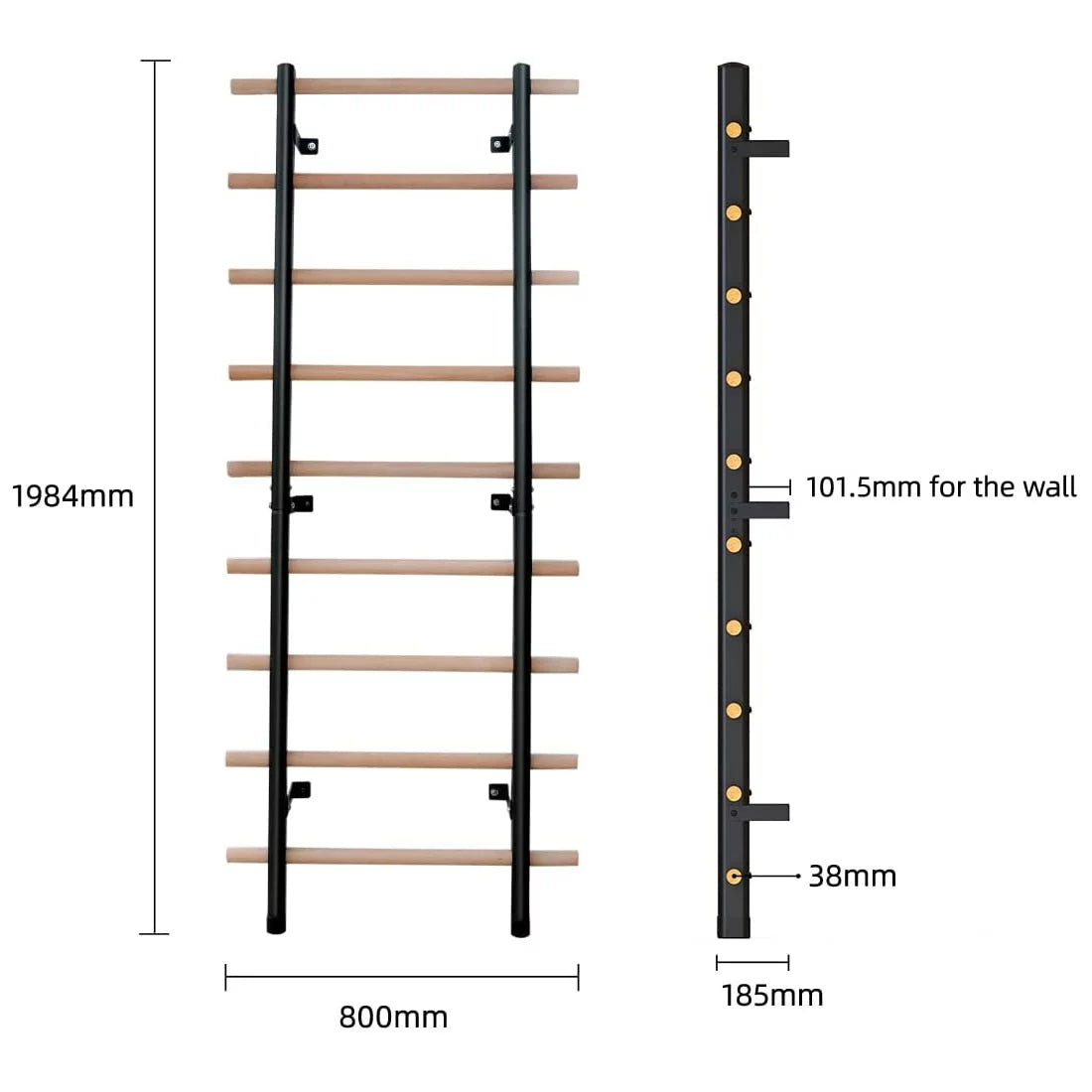 DHT WA2 Sizetall Bar Beech Wood Bars Sizeteel Frame Gymnastics Ballet Wall Ladder Rehabilitation