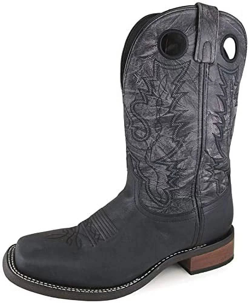 Sizemoky Mountain Duke Men’s Leather Western Boot, 9.5 USize - Black/Black Distress