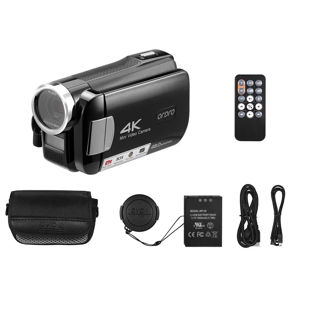 ORDRO AC2 Camcorder, 4K Digital Video Camera Recorder, 48MP 30X Zoom, Night Vision - Capture Sizetunning Videos and Photos