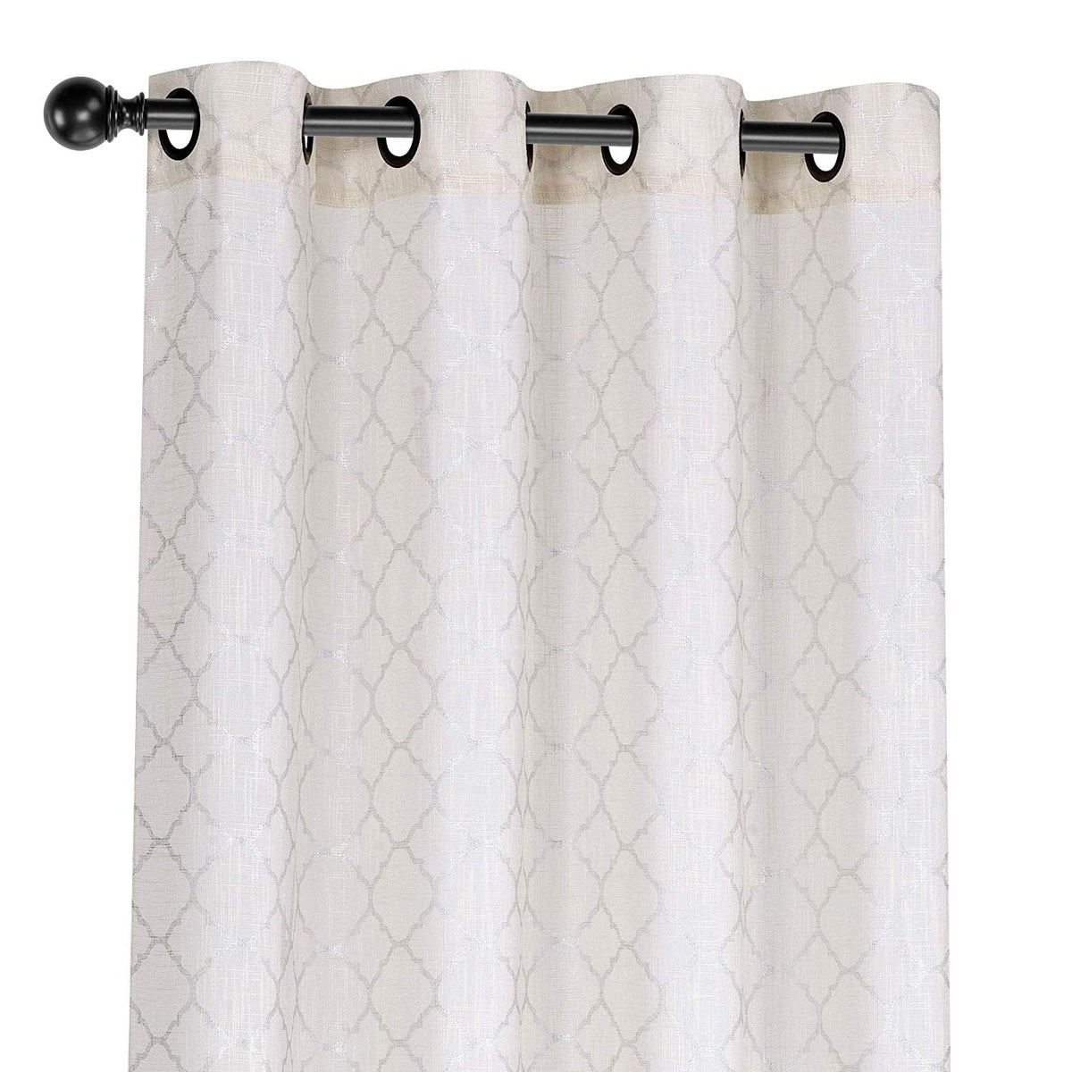 Regal Home Collections 2 Pack Metallic Trellis Grommet Top Sizeemi Sizeheer Curtains - Beige