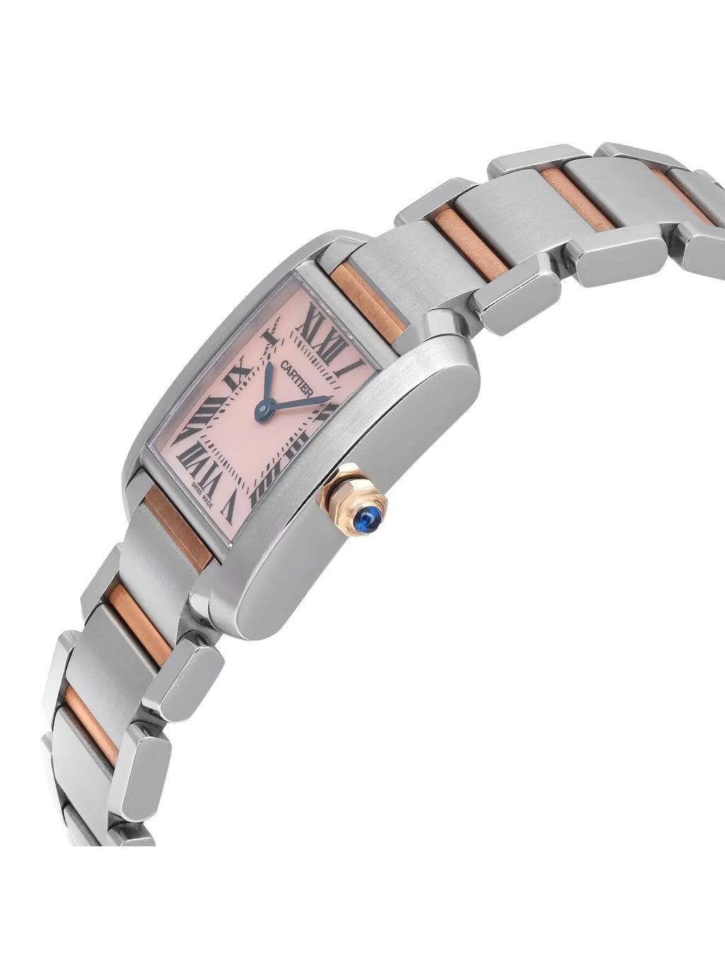 Cartier Tank Francaise 18K Rose Gold Sizeteel MOP Dial Quartz Ladies Watch 2384