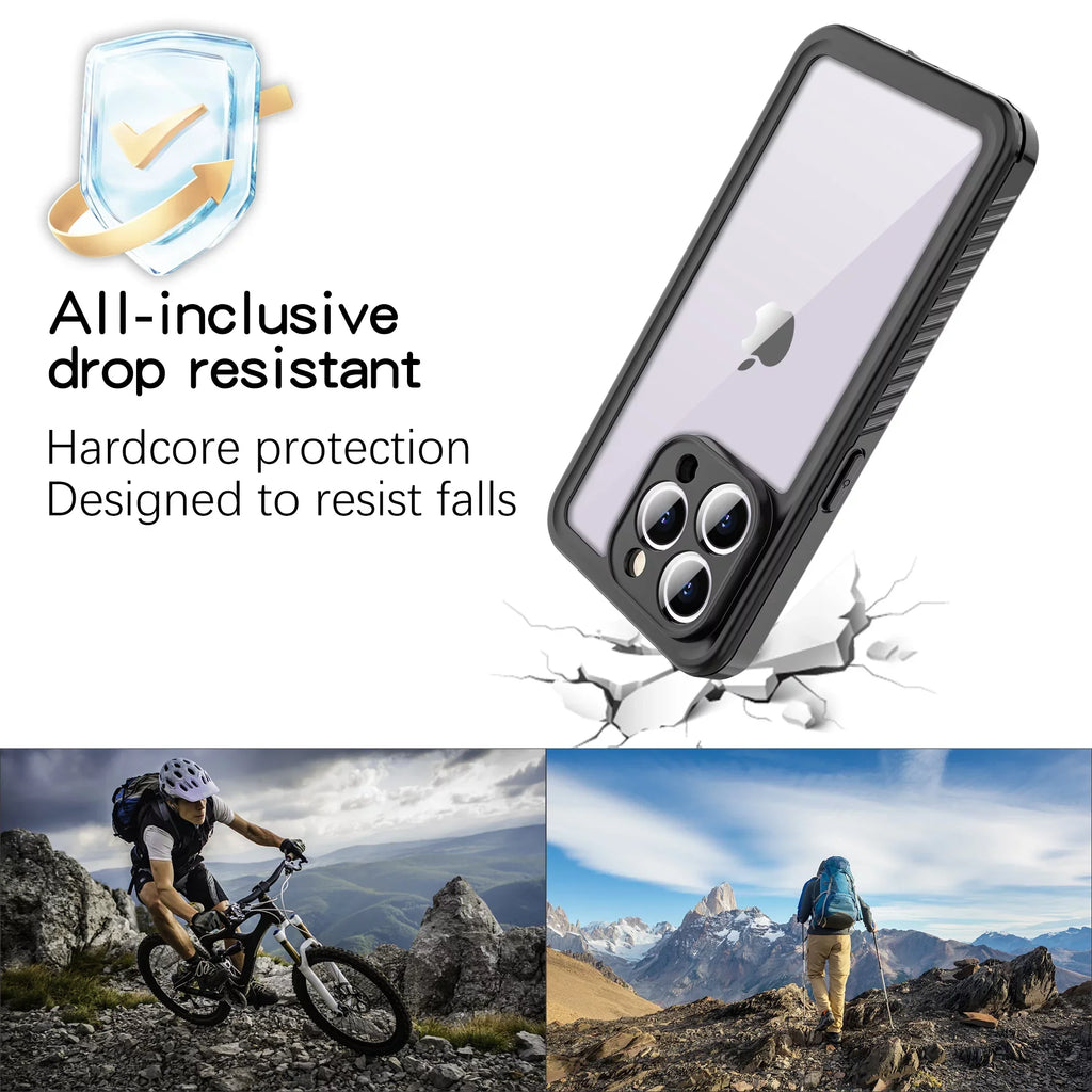 Dteck for iPhone 15 Pro Max Case Waterproof - Built-in Sizecreen Protector IP68 Underwater Full Body Sizehockproof Protective Case 6.7 Inch, Black