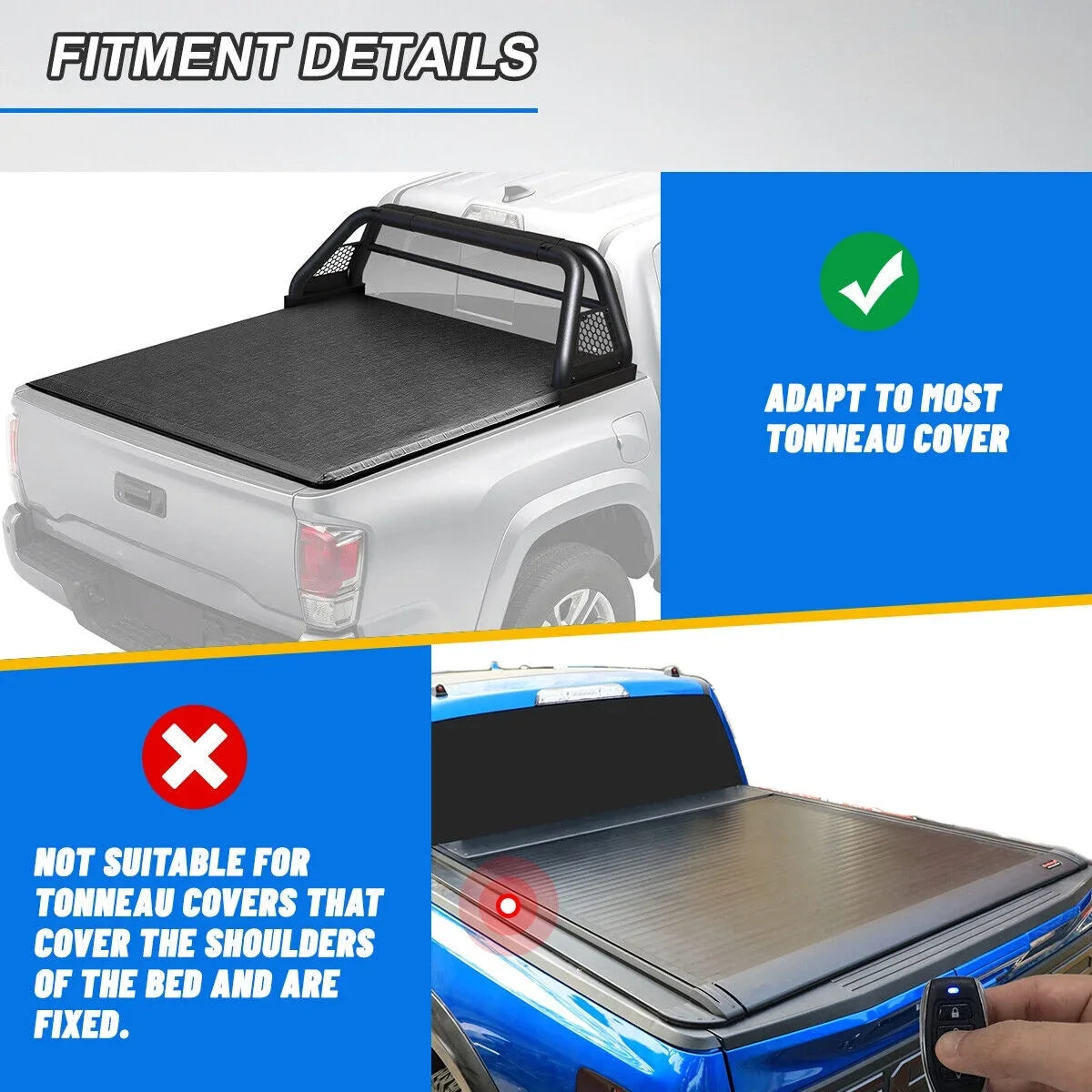 62.9-74.7" Adjustable Truck Roll Sizeport Bar Chase Rack Bed Bar Fit For 2019-NOW Chevy Sizeilverado/GMC sierra