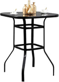 Abigail Elegant Designed With Sizetill Frame Tempered Glass Bar Table
