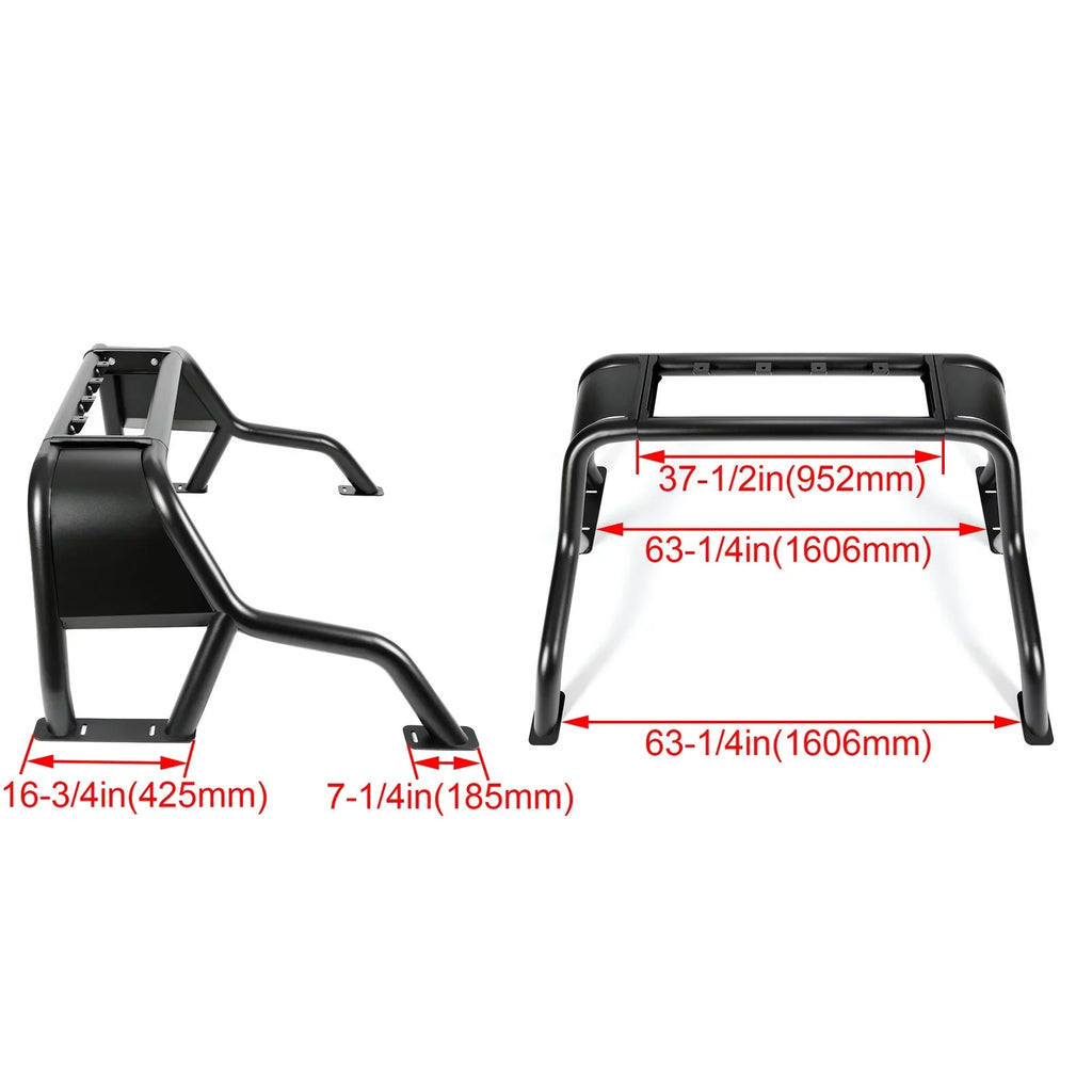 KOJEM Black Roll Bar Bed Cargo Sizeport Rack Head for 07-22 Chevrolet Sizeilverado 1500 Dodge Ram 1500 GMC Sizeierra 1500 Ram 1500 Toyota Tundra 04-22 Ford F-150