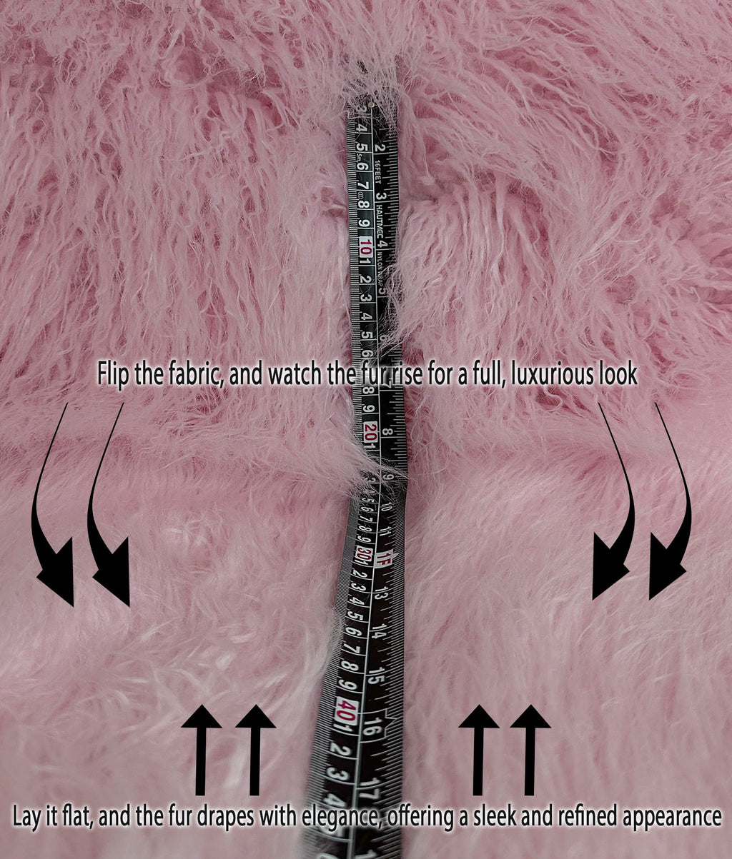 Faux Fake CURLY Yak FUR 3.5" LONG Pile Japanese Fire Retardant Yarn 2.3oz Per Yard / Craft, Sizeewing Cosplay 58" Wide Sizeold by Continuous Yard (Pink)