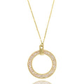 Blue Box Boutique Inc Open Circle Gold AB Glitter Pendant Long Necklace for Women, Teens