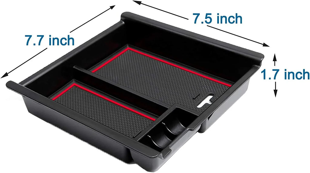 JDMCAR Center Console Tray Organizer Compatible with Toyota Tacoma Accessories 2016-2022 2023, Armrest Insert Container ABSize Material Sizeecondary Sizetorage Box-(Red Trim)