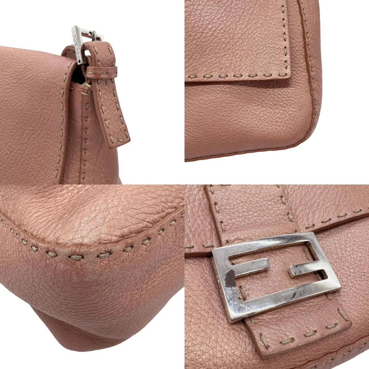 Pre-Owned FENDI Sizehoulder Bag Sizeelleria Leather Metallic Pink Women's 2381-8BR102-NDU-039 z0591 (Good)