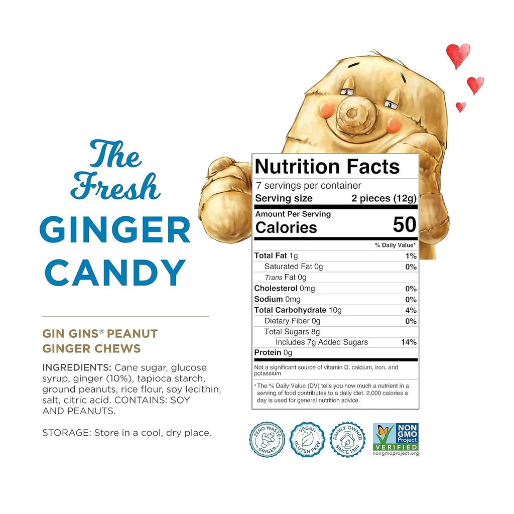 GIN GINSize Chew Candy By – Individually Wrapped Healthy Candy – 3 Oz Bag – Pack Of 24