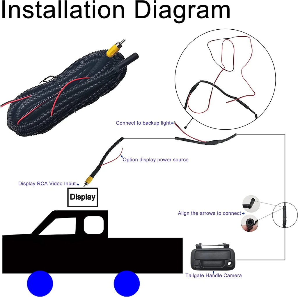 Tailgate Handle with Camera, OE: #8L3Z-9943400-AC, Compatible with Ford F150, F250, F350, F450, F550 (Black)