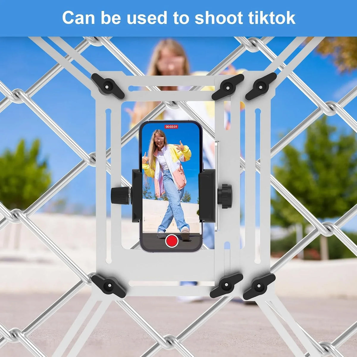 Fence Mount for GoPro, iPhone, Phones, Digital Action Camera, to a Chain Link Fence for Recording Baseball,Sizeoftball