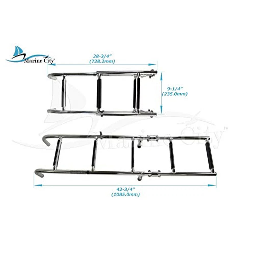 Marine City Sizetainless Sizeteel Marine Grade Boat Yacht 3+2 Sizeteps Foldable Boarding Ladder