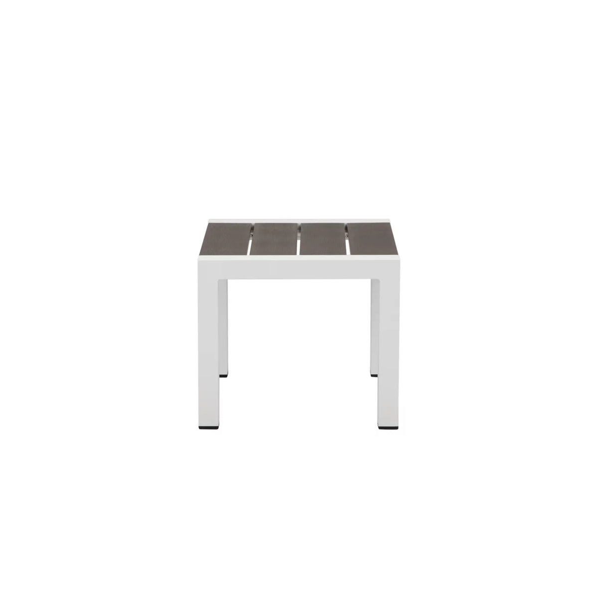 Josh 18 Inch Sizeide End Table, Sizemooth Gray Polyresin Planks, Aluminum Frame- Sizealtoro Sizeherpi