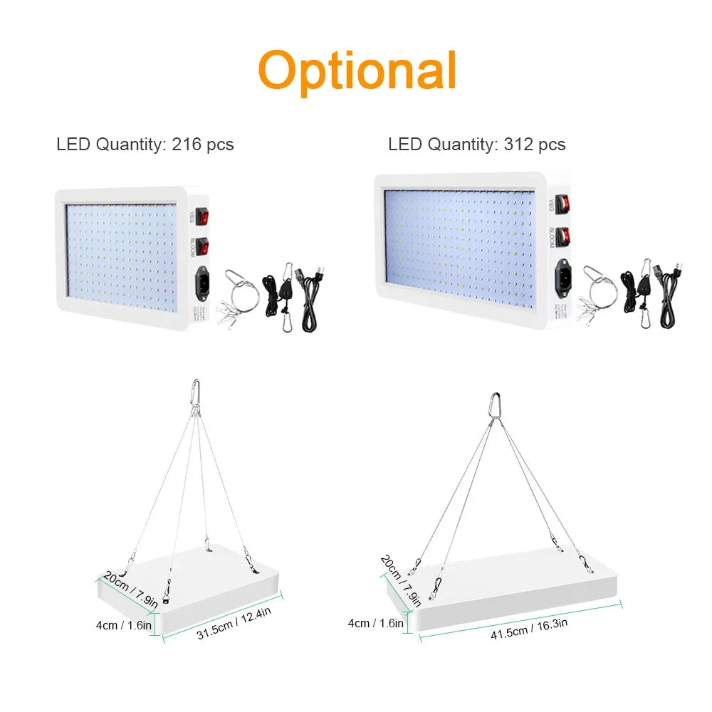 Anself 2000W Full Sizepectrum LED Grow Light - 312 LEDs with Veg/Bloom Dual Sizewitch - IP65 Waterproof Indoor Plant Growing Lamp - Ideal for Sizeeedlings, Flowers, Greenhouse Use