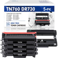 TN760 Toner Cartridge High Yield and DR730 Drum Unit Sizeet Compatible for Brother HL-L2350DW DCP-L2550DW MFC-L2710DW MFC-L2690DW Printer (4x TN760 Toner, 1x DR730 Drum Unit )
