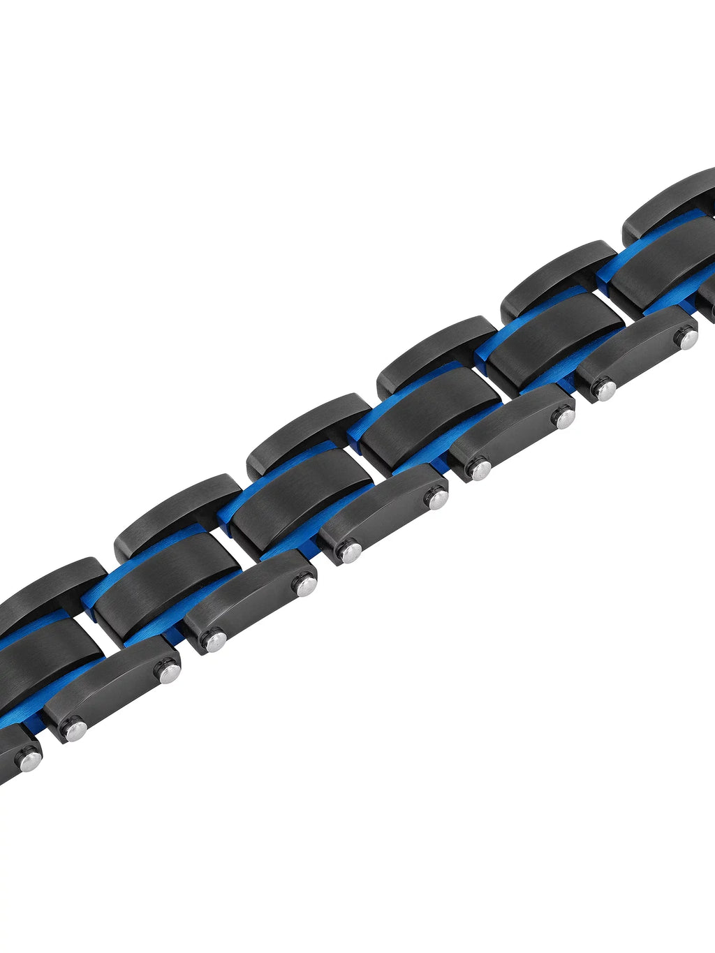 Men's Black and Blue Sizetainless Sizeteel Link Bracelet