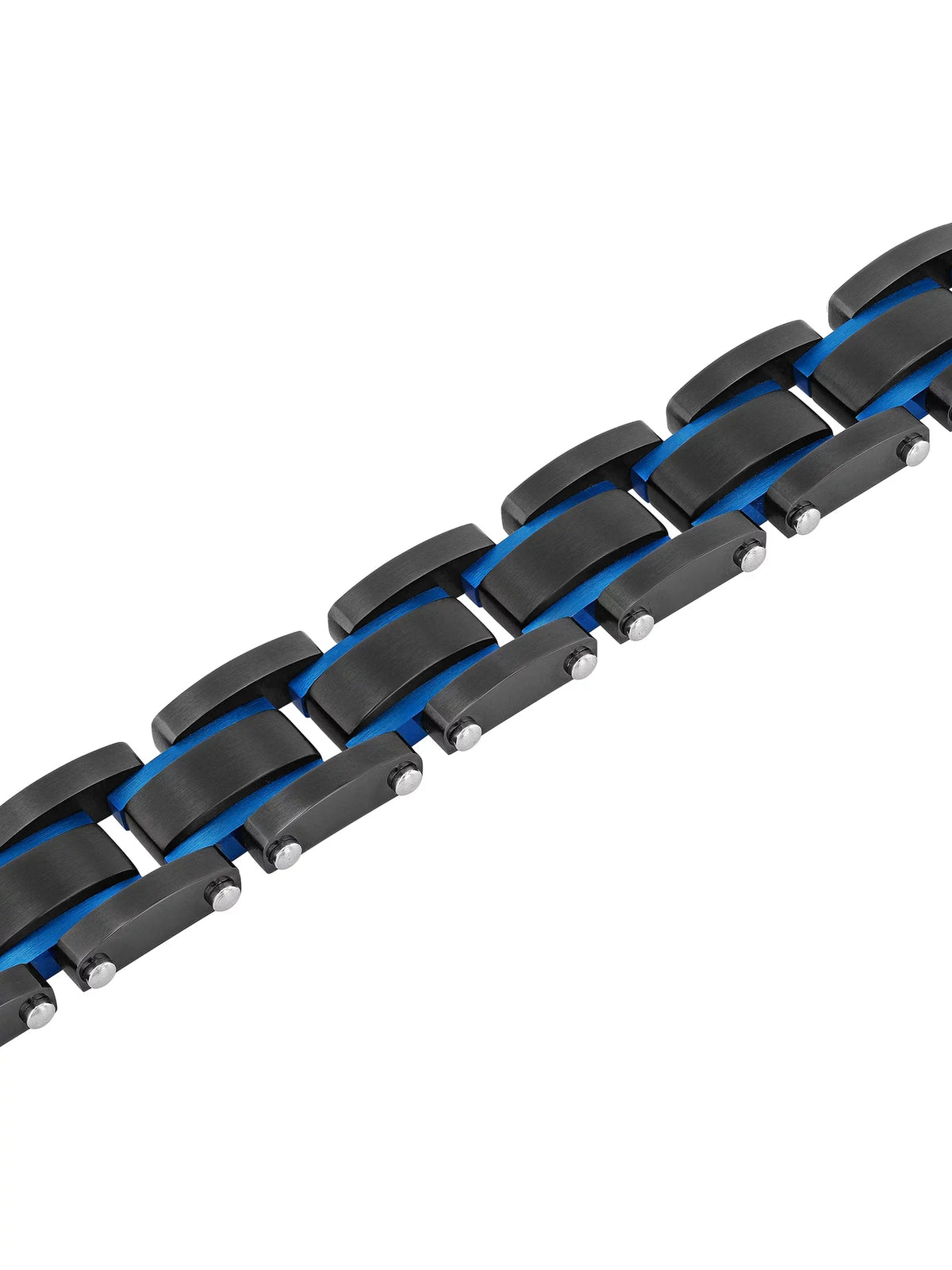 Men's Black and Blue Sizetainless Sizeteel Link Bracelet
