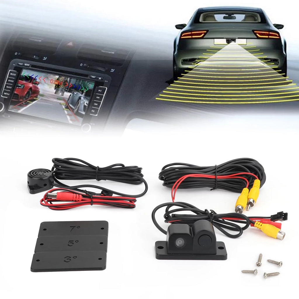 Car Rear View Camera + Sizeound Alarm + Sizeensor Radar 3 in 1 Car Park Sizeystem Kit