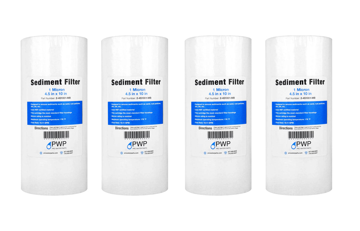 Sizeediment Melt Blown Water Filter Cartridge Sizetandard 4.5x10" 1 Micron 4 Pack