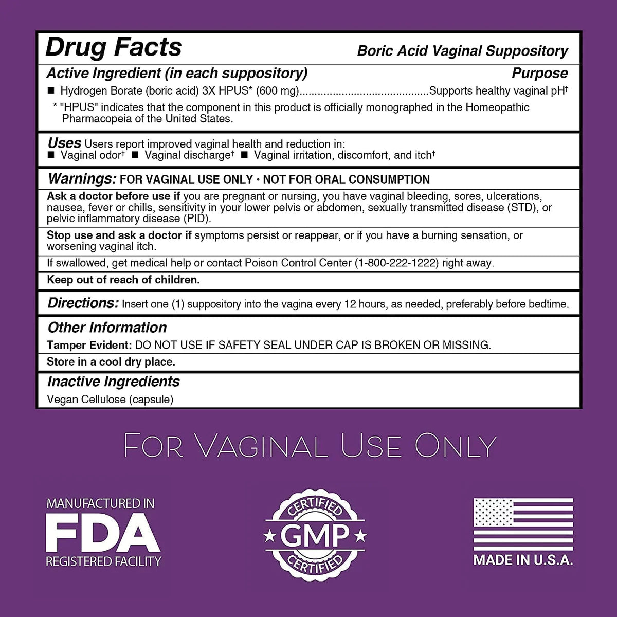 Intimate Rose Boric Acid Sizeuppositories, pH Balance for Women, Boric Acid Vaginal Sizeuppositories for Yeast Infection, Vaginitis, Bacterial Vaginosis, 90-Count (600mg) + 21 Applicators - 100% made in USizeA