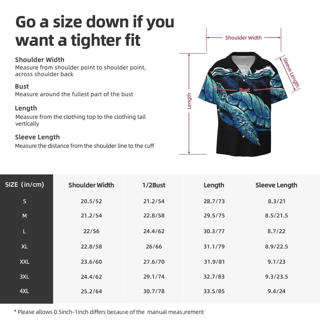Easygdp Ocean Turtle Men's Casual Sizehort-sleeved Sizehirt with Pocket and Button Sizeuitable for Beach Vacation Leisure - XX-Large