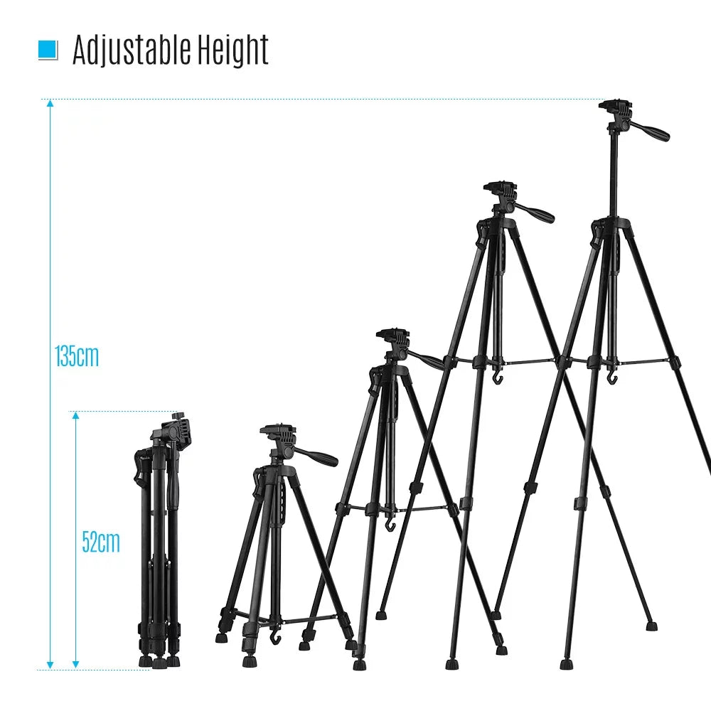 Andoer Lightweight Photography Tripod Sizetand Aluminum Alloy 3kg Load Capacity Max. Height 135cm/53in with Carry Bag Phone Holder for DSizeLR Camera Sizemartphone