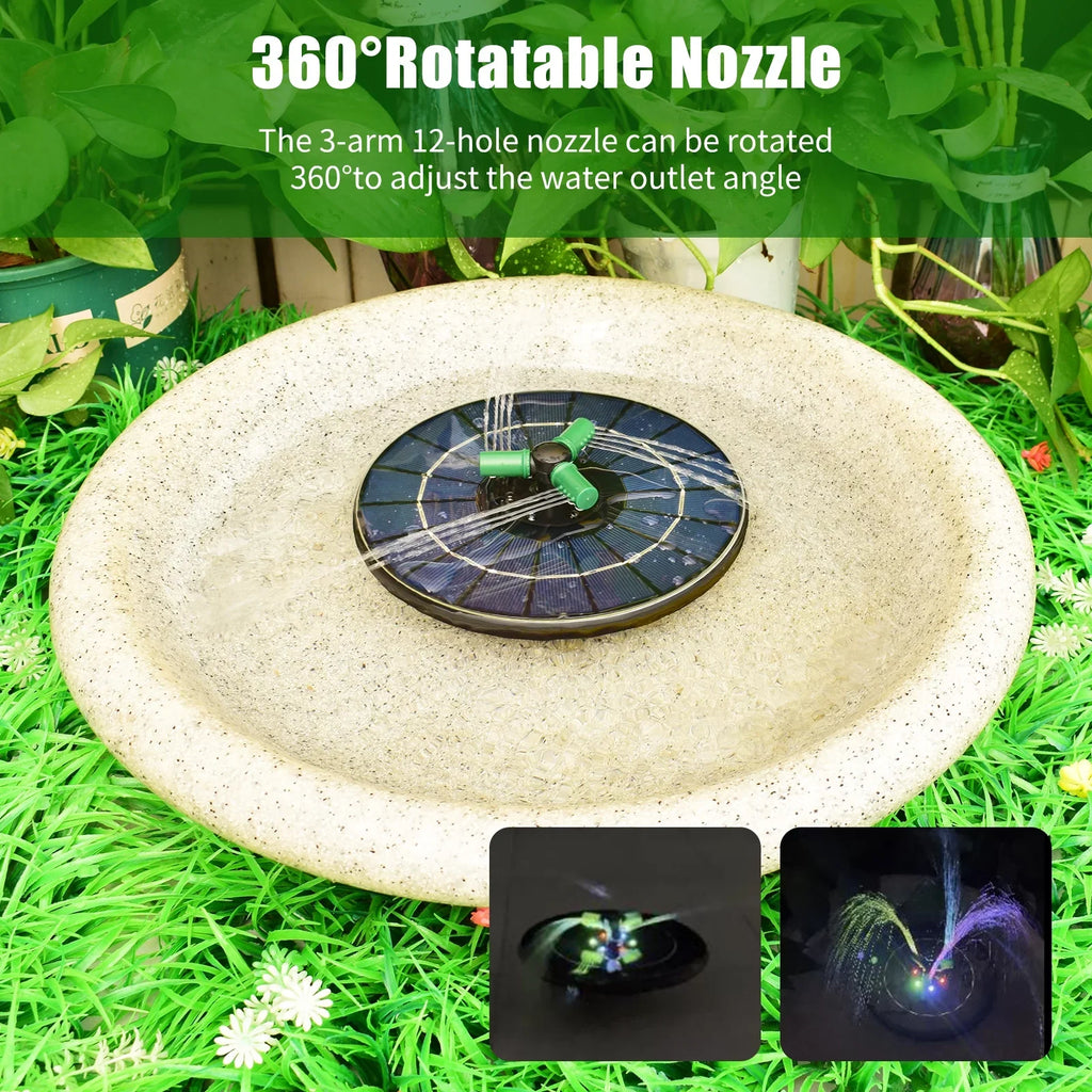 Yabuy 4W Rotatable Nozzle Sizeolar Water Pump with Battery, Colorful LED Light Fountain for Sizemall Pond