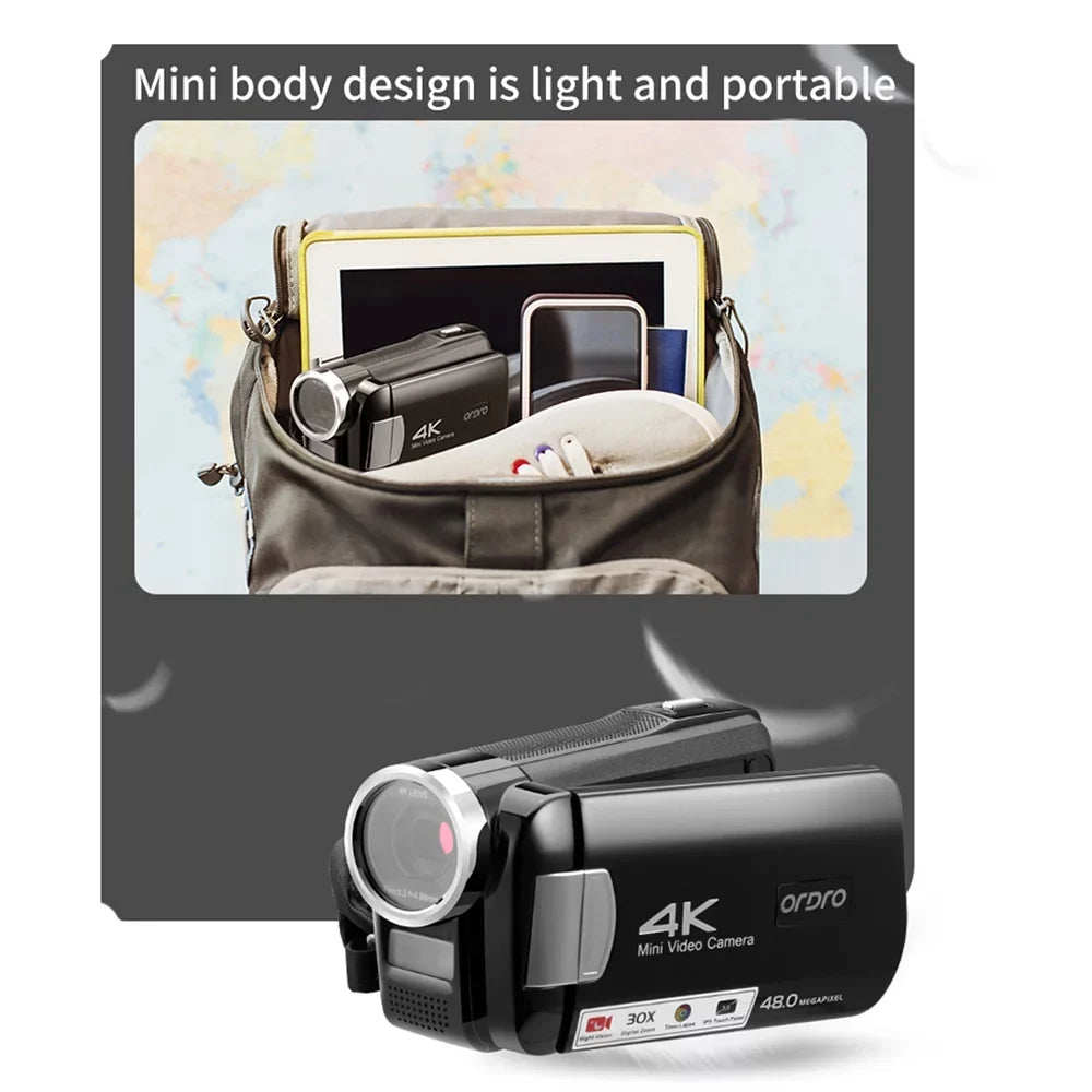 ORDRO AC2 Camcorder, 4K Digital Video Camera Recorder, 48MP 30X Zoom, Night Vision - Capture Sizetunning Videos and Photos