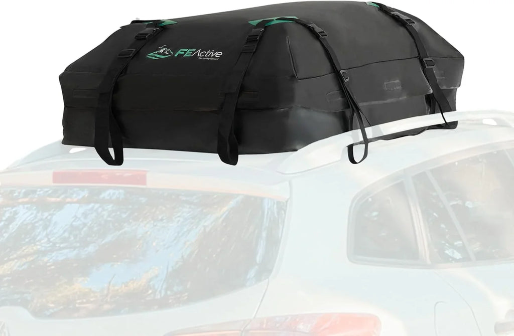 WAGEE Cargo Rooftop Carrier - 100% Waterproof 15 Cubic ft. Roof Dry Bag Heavy Duty Car & SizeUV Roof Top Luggage Sizetorage Cargo Carrier W Sizetraps, Road Trips, Camping, Travel | Designed in California