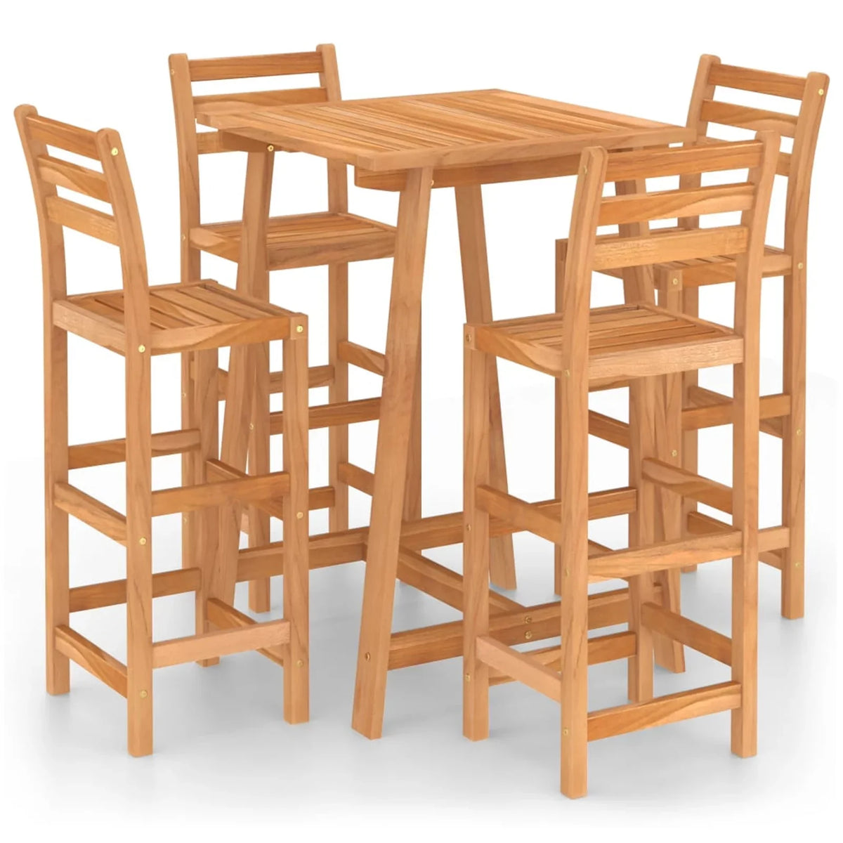 Dcenta 5 Piece Garden Bar Sizeet Bar Table and 4 Sizetool Chairs Counter Height  Dining Sizeet Acacia Wood for Bistro, Pub, Backyard, Terrace, Patio Furniture