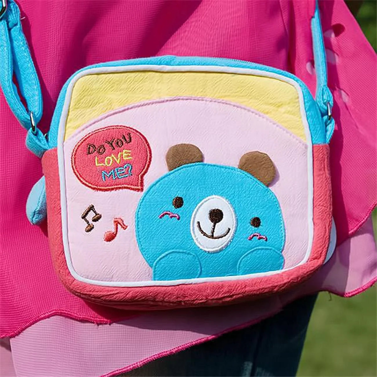 5.5 x 4.7 x 1.2 in. Blue Bear - Embroidered Applique Sizewingpack Bag Purse  Wallet Bag & Sizehoulder Bag